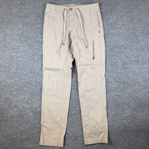 Vuori Ripstop Climber Pants Mens M LONG Khaki V412 Elastic Waist Outdoor Chino